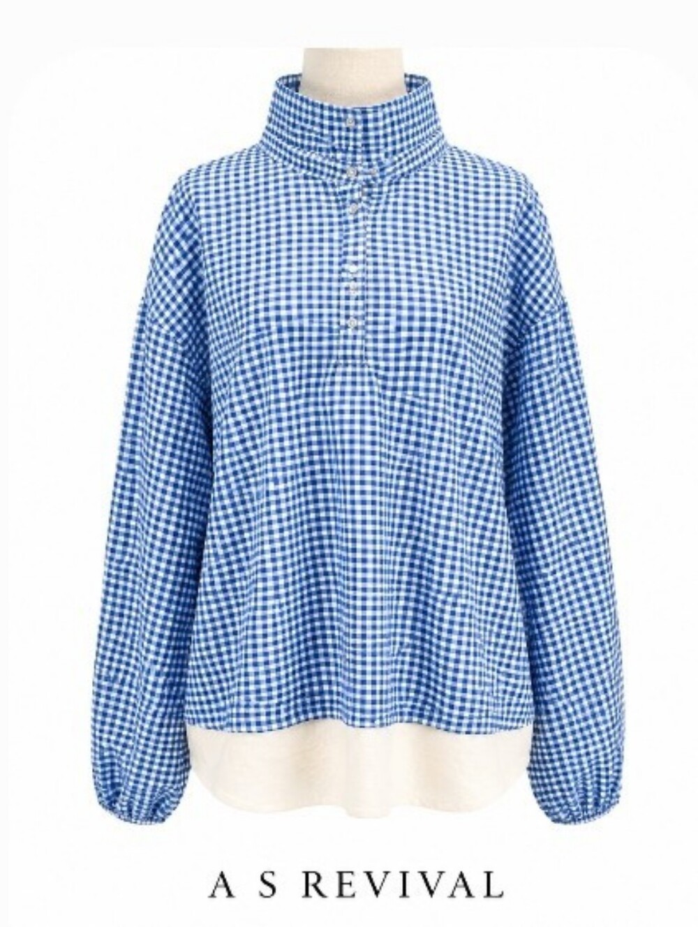 A.S. Revival Blue White Gingham Oversize Pull Over